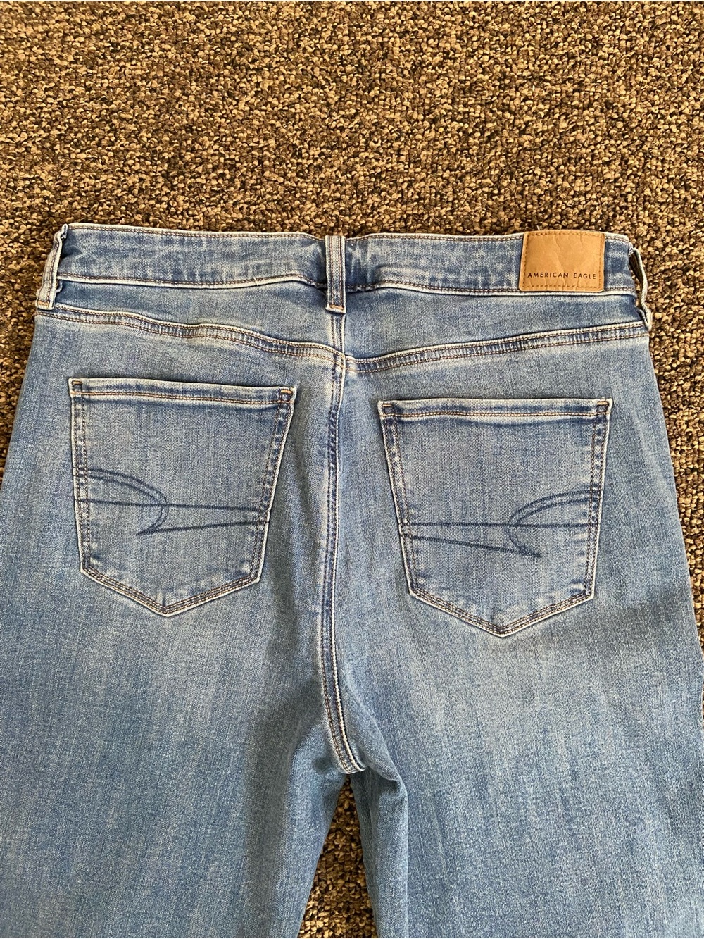 American Eagle Next Level Stretch Flare Jeans Side Slit Studded Hem Size 10 - Picture 15 of 16